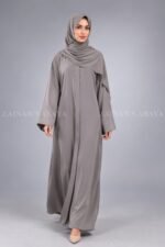 Nida Front Open Abaya Queen Style Embroidery on Back Side And Sleeves  - 0904 - Image 4