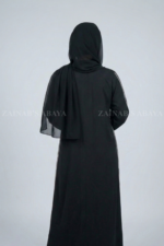 Maxi Abaya for women in black color with a matching scarf in chiffon fabric