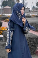 New Nida Color Front Open Gown Abaya, Tilla Handmade & Machine Embroidery On Back – 0222 - Image 5