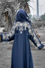 New Nida Color Front Open Gown Abaya, Tilla Handmade & Machine Embroidery On Back – 0222 - Image 6