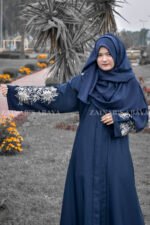 New Nida Color Front Open Gown Abaya, Tilla Handmade & Machine Embroidery On Back – 0222 - Image 2