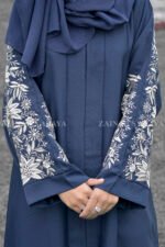 New Nida Color Front Open Gown Abaya, Tilla Handmade & Machine Embroidery On Back – 0222 - Image 3