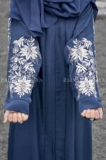 New Nida Color Front Open Gown Abaya, Tilla Handmade & Machine Embroidery On Back – 0222 - Image 4
