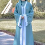 Dual Layered Maxi Abaya with Outer in Chiffon the inner in Nida Korean Fabric with same color scarf.