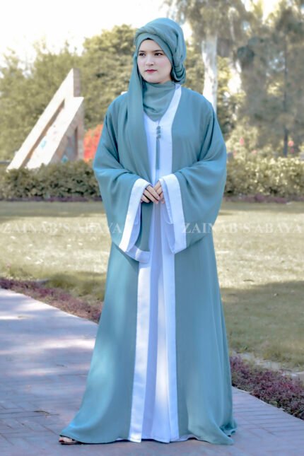 Dual Layered Maxi Abaya with Outer in Chiffon the inner in Nida Korean Fabric with same color scarf.