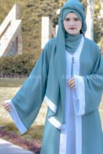 Dual Layered Maxi Abaya with Outer in Chiffon the inner in Nida Korean Fabric with same color scarf.