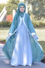 Dual Layered Maxi Abaya with Outer in Chiffon the inner in Nida Korean Fabric with same color scarf.