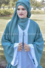 Dual Layered Maxi Abaya with Outer in Chiffon the inner in Nida Korean Fabric with same color scarf.