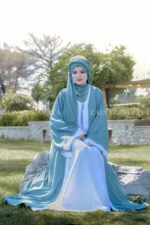Dual Layered Maxi Abaya with Outer in Chiffon the inner in Nida Korean Fabric with same color scarf.