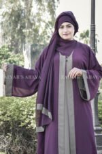 Dual Layered Maxi Abaya with Outer in Chiffon the inner in Nida Korean Fabric with same color scarf.