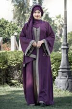 Dual Layered Maxi Abaya with Outer in Chiffon the inner in Nida Korean Fabric with same color scarf.