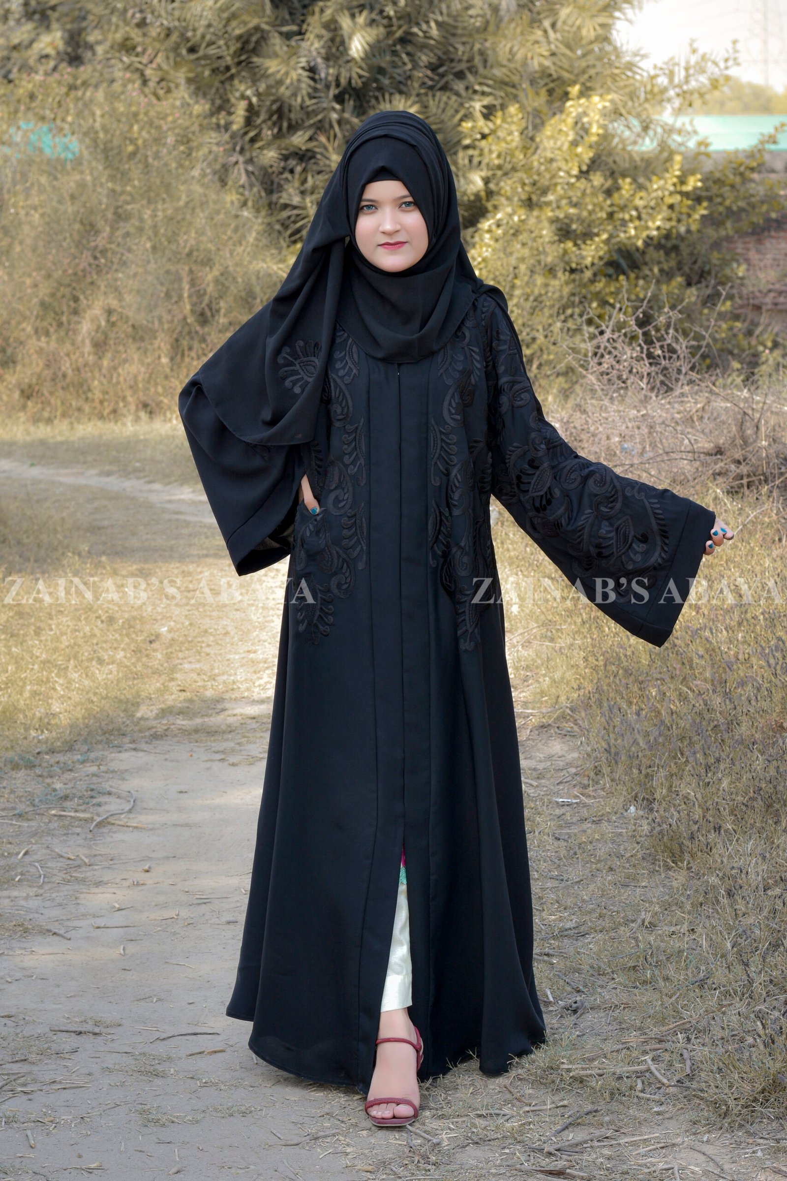 Front Open Gown Abaya Front Open Gown Abaya in Nida fabric