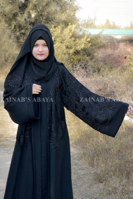 Front Open Gown Abaya in Nida fabric
