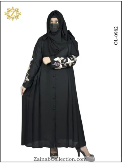 Black Front Open Gown abaya