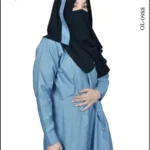 Zainab denim abaya in sky blue color, offering a casual and stylish design.