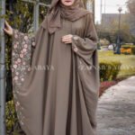 Butterfly Abaya with Embroidery on Borders in Nida Korean Fabric with Motive on Staler.