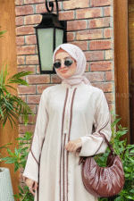 Nida Maxi Abaya with Ban & Strips Design OL-1013 - Image 2