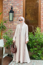 Nida Maxi Abaya with Ban & Strips Design OL-1013 - Image 4