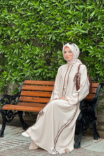 Nida Maxi Abaya with Ban & Strips Design OL-1013 - Image 5
