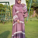 Nida Maxi Abaya with Lace and Pearl Work on Front & Sleeves OL-1018