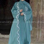 Front Open Abaya with Embroidery on Front and Cuffs