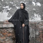Black Kaftan Abaya with Bow Style Embroidery