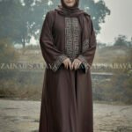 Maxi Abaya with Embroidery on Front & Sleeves OL- 182