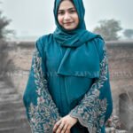 Front Open Abaya with Embroidery on Sleeves & Motive on Staller