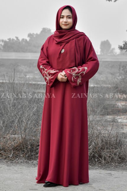Maxi Abaya with Handwork embroidery and stone work on Back and Sleeves with a motive on staller.
