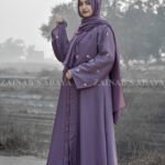 Nida Front Open Abaya with Embroidery on Sleeves and Motives on Stallers