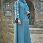 Front Open Abaya with Embroidery on Sleeves