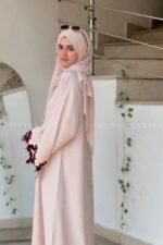 Front Open Abaya with Cut & Pearl Work on Sleeves OL-1045 - Image 4