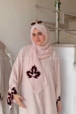 Front Open Abaya with Cut & Pearl Work on Sleeves OL-1045 - Image 2