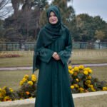 Plain Abaya in Front Open Style in Green Color
