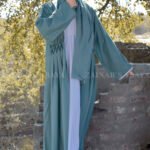 Maxi Abaya + Gown in Nida Korean Fabric with Plates and Pearl Work