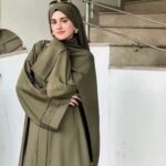 Serene Olive Front Open Abaya OL-1072