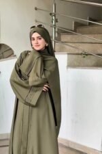 Serene Olive Front Open Abaya OL-1072