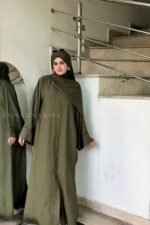Serene Olive Front Open Abaya OL-1072 - Image 5
