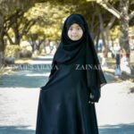 Black Maxi Abaya for Babies with PEarl and Embroidery Work on Sleeves.