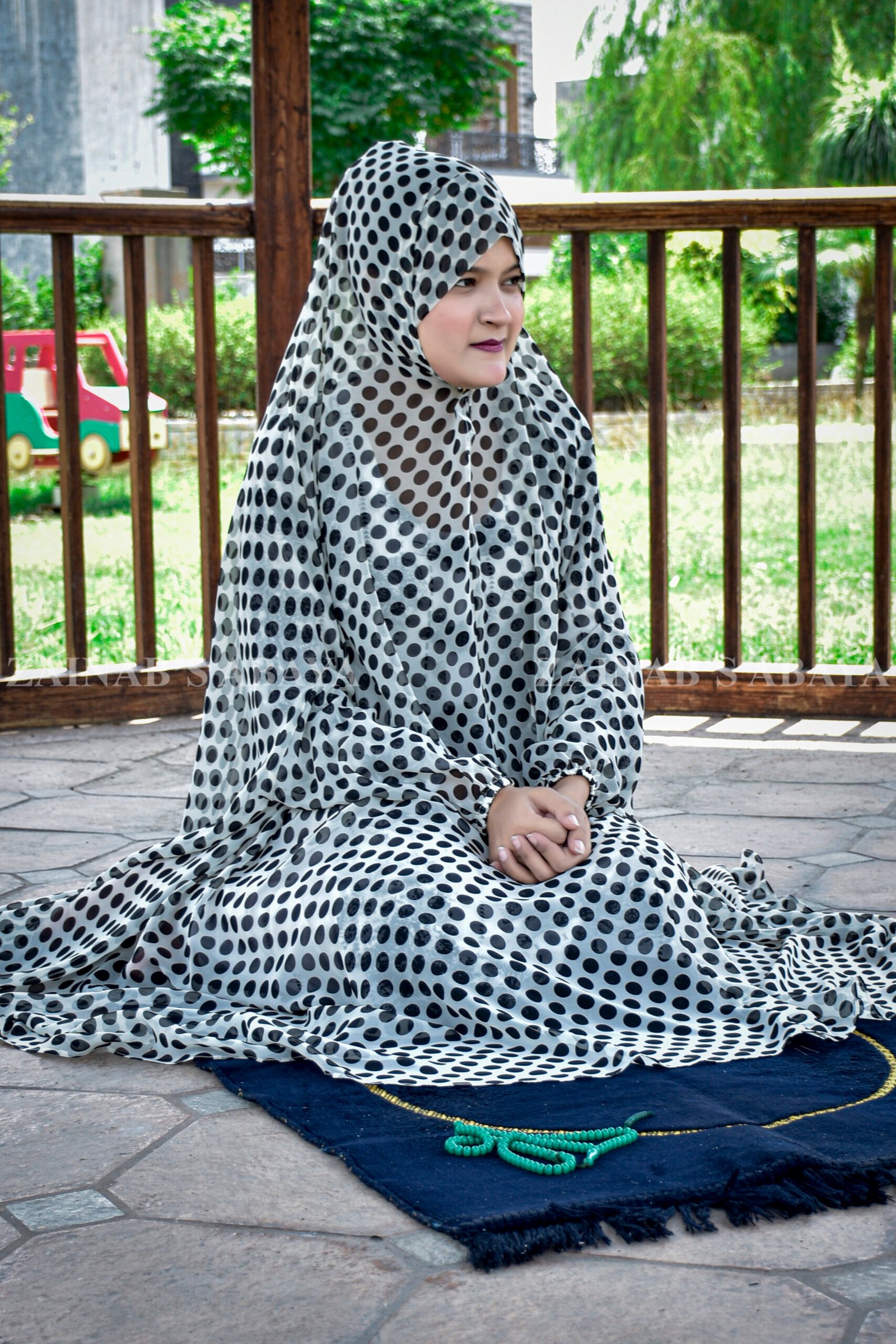 _ZZZ2826+ Polka Dot Printed Chiffon Namaz Chadar Acc-45 - Image 1