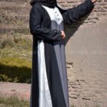 Maxi Abaya in Nida Korean Fabric with Button Style on Front & Button Style as well as Three Colors Combination & matching scarf