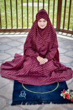 An elegant vibrant red color namaz chadar in mix summer fabric in floral style.