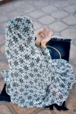 Namaz Chadar in Chiffon With Black Floral Print ACC-45 - Image 2