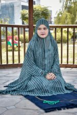An Elegant Subtle check style Namaz Chadar in Chiffon with White, Green or Black Color Combination