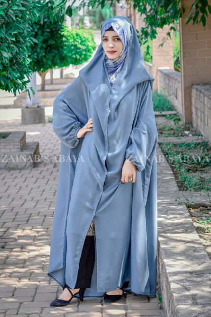 Jade Colored Iraqi Chadar in Nida Korean Fabric with Button Style on Front