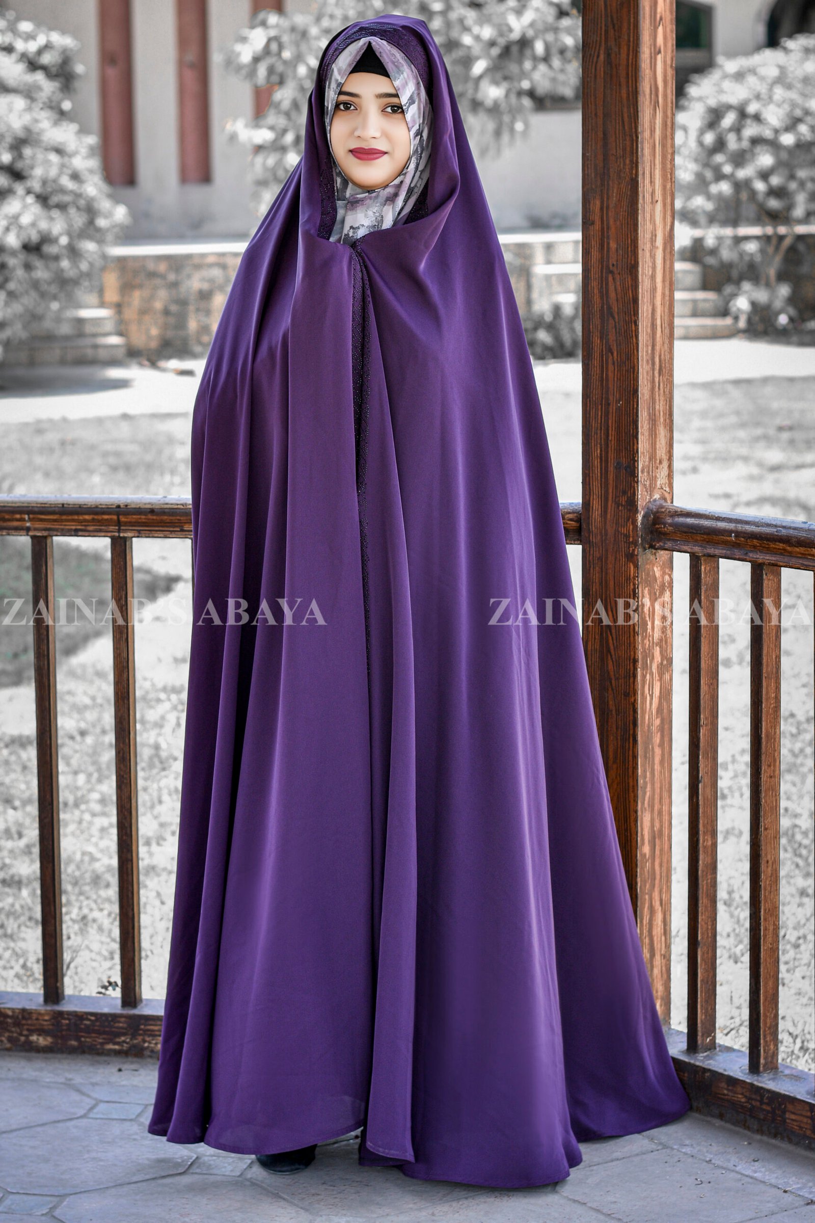 _ZZZ3376+ Purple Colored Irani Chadar in Nida Korean Fabric