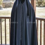 Black Kashmiri Chadar with Stone Work on Front in Nida Korena fabric