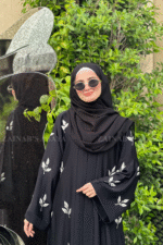 New Black Front Open Abaya with Elegant Embroidery OL-131 - Image 3