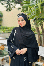 New Black Front Open Abaya with Elegant Embroidery OL-131 - Image 4