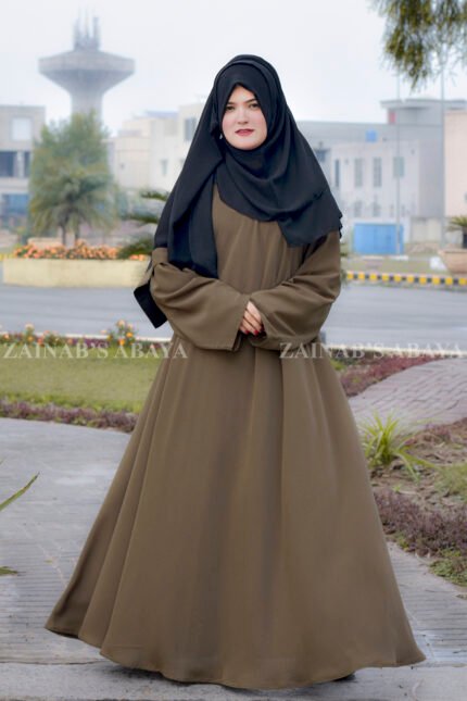 Umbrella Abaya in Zoya Fabric in the Dark Skin Color.
